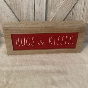 Rae Dunn Hug and Kisses Tabletop Wooden Sign